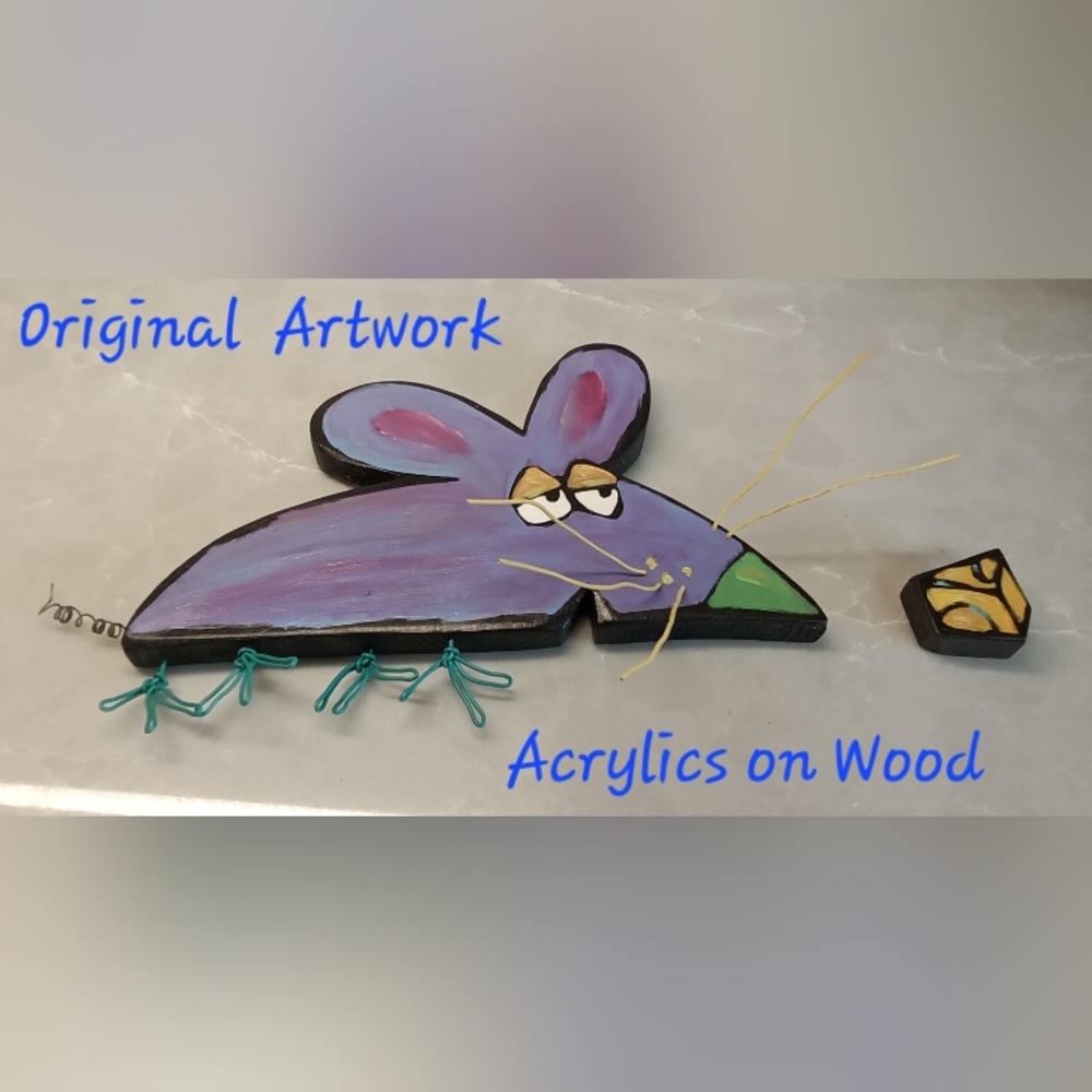 Original Mouse Artwork ~Florida Artist Beeb Benson~Whimsical Acrylics on Wood